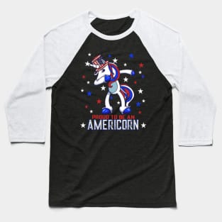 Dabbing Unicorn 4th of July- Baseball T-Shirt